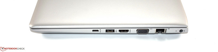 Derecha: USB 3.1 Gen 1 Type-C, USB 3.0 Type-A, HDMI, VGA, RJ45-Ethernet, fuente de alimentación