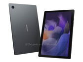 La Galaxy Tab A8 2021 tiene biseles gruesos y una pantalla de 10,4 pulgadas. (Fuente de la imagen: 91mobiles & @OnLeaks)