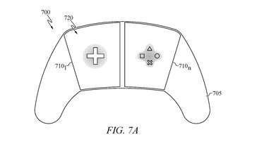 Ilustración de la patente de Sony del posible mando de PS6 que muestra la disposición virtual