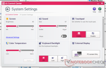 Configuración de la temperatura de color, la pantalla y la luz de fondo del teclado