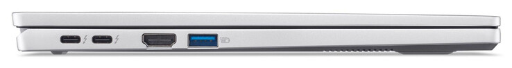 Lado izquierdo: 2x Thunderbolt 4/USB 4 (USB-C; Power Delivery, DisplayPort), HDMI, USB 3.2 Gen 1 (USB-A)