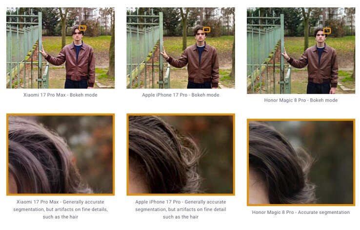 El modo retrato no consiguió aislar con precisión los objetos finos, como los mechones de pelo.