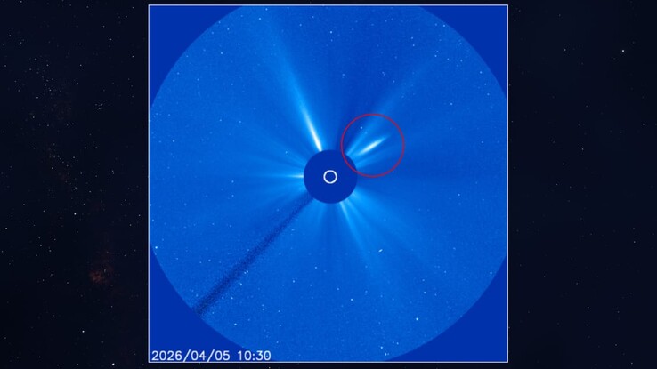 Una imagen que muestra los restos del cometa C/2026 A1 (MAPS).