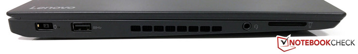 Izquierda: Adaptador de corriente, USB 3.0, audio 3.5 mm, lector de tarjetas