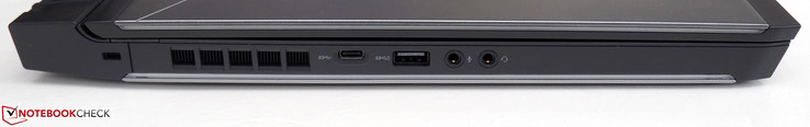 izquierda: bloqueo Noble, USB 3.0 Type-C, USB 3.0 Type-A, micrófono, auriculares