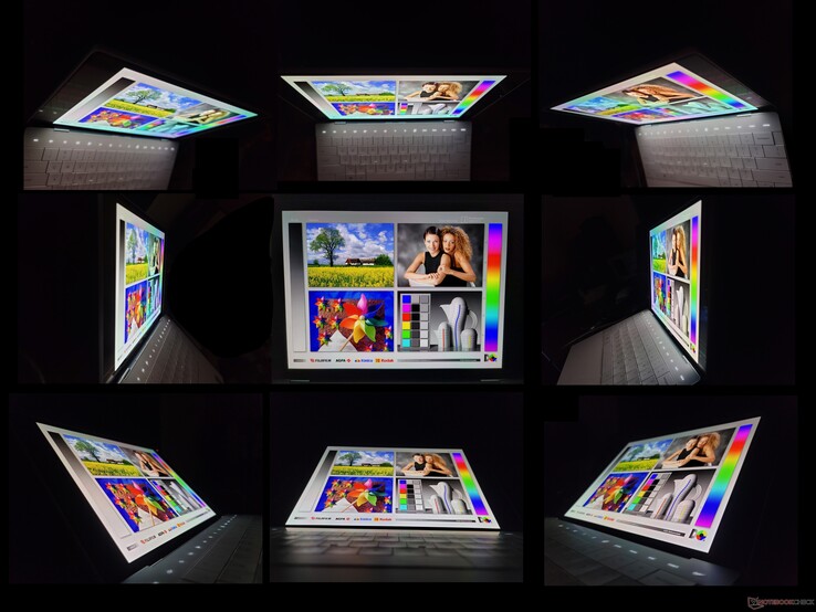 Amplios ángulos de visión OLED. Se produce un efecto arco iris si se ve desde ángulos extremos, a diferencia de los paneles IPS