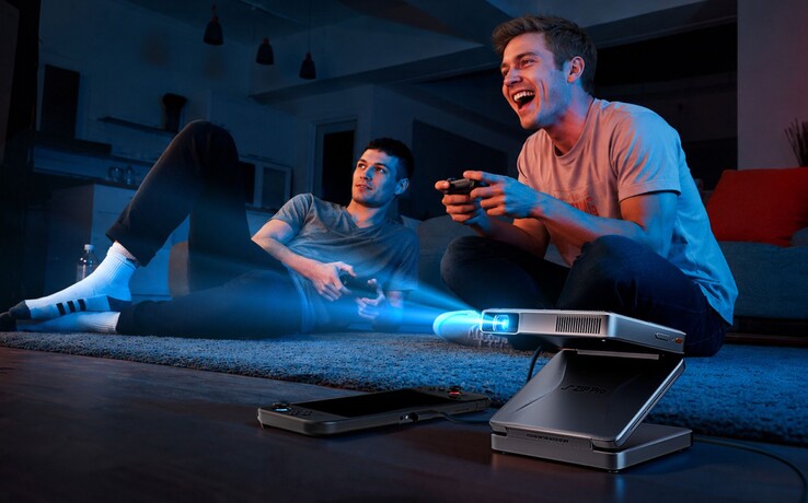 El proyector plegable en tres partes Aurzen Zip Pro se puede conectar a la Nintendo Switch.