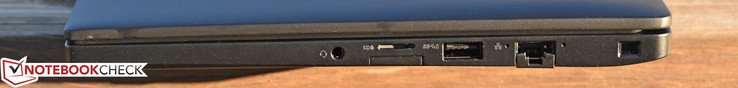 derecha: audio combinado, Micro-SD, Sim, USB 3.0 (alimentado), Gigabit Ethernet, Kensington Lock