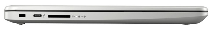 Lado izquierdo: Kensington Lock, USB Tipo C 3.1 Gen 1, ranura para tarjeta SD