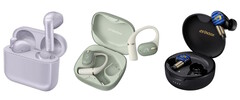 Los auriculares JVC Kenwood: el modelo económico HA-A4T, el de gama media HA-NP80T y el de gama alta HA-FW5000T (de izquierda a derecha).