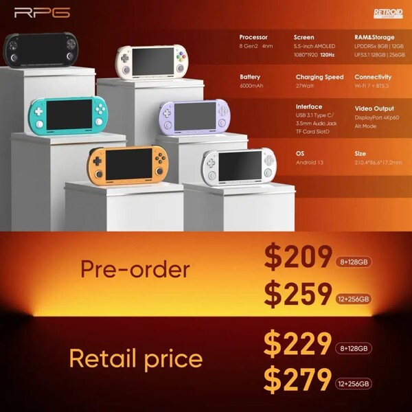 Retroid ofrecerá un descuento de 20 dólares a aquellos que pre-ordenen el Retroid Pocket 6. (Fuente de la imagen: Retroid)