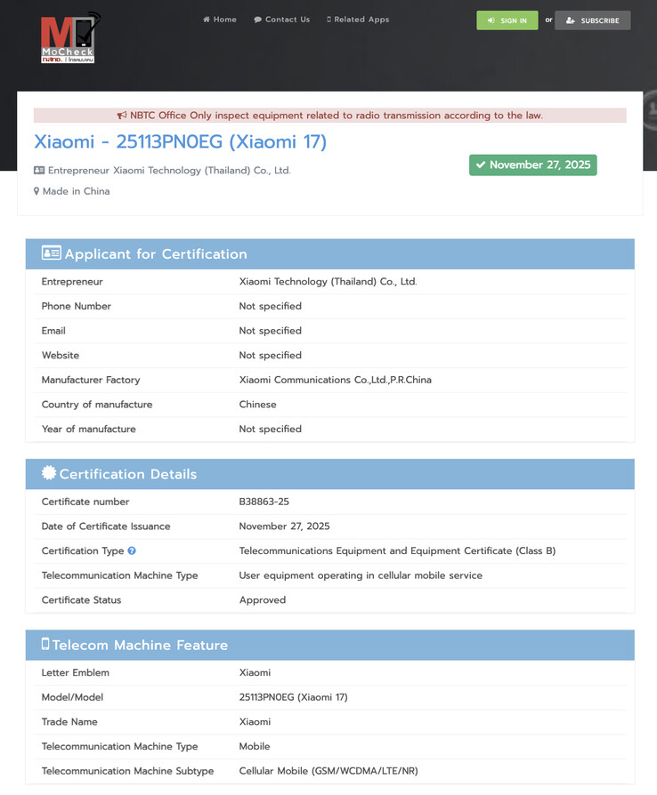 (Fuente de la imagen: NBTC)