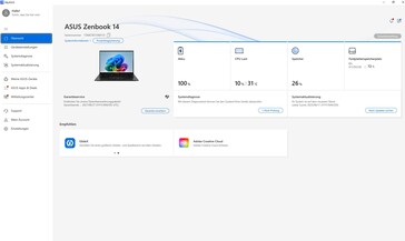 Pantalla de inicio de MyAsus