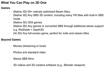 El Abxylute 3D One puede mostrar una gran variedad de juegos, aplicaciones, imágenes y películas en 3D. (Fuente de la imagen: Abxylute)