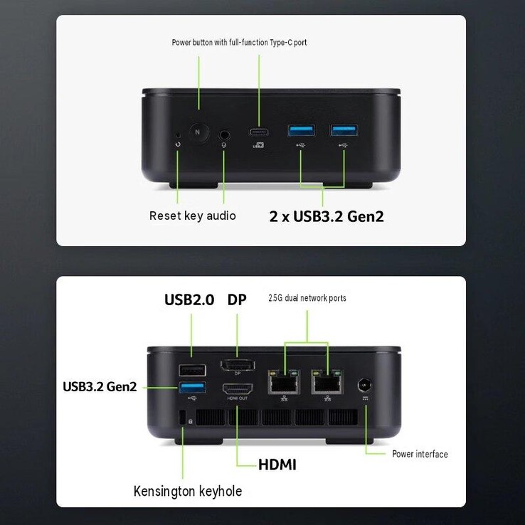 Puertos del mini PC Swift Go con AMD Ryzen