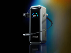 El modelo renovado cuenta con un cable USB-C en haz de 22 cm. En la foto: imagen promocional que muestra la parte frontal del power bank. (Fuente de la imagen: Anker - editado)