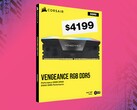 Se muestra la caja de memoria Corsair Vengeance DDR5 con un precio de 4199 $