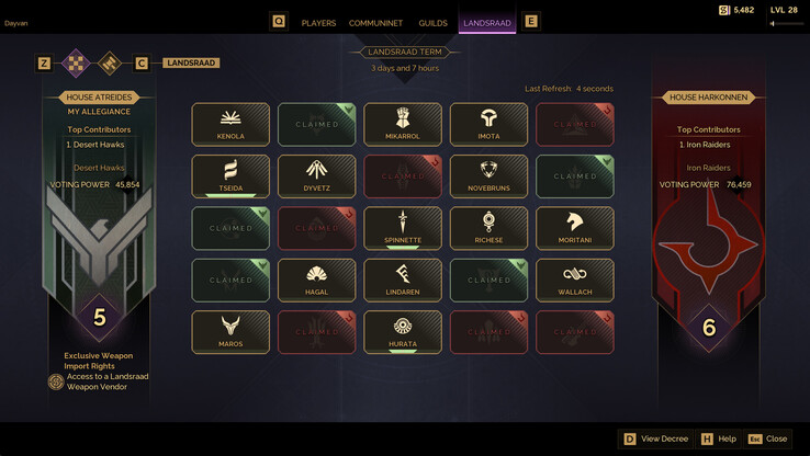 "Las actividades que el Landsraad os pide que hagáis serán más variadas a medida que vayamos dotando al mundo de más contenido y actividades" - Joel Bylos (Fuente de la imagen : Steam)