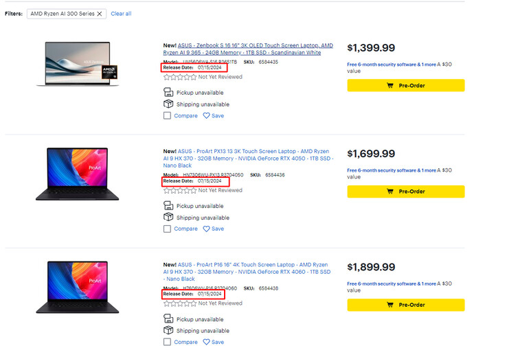 Listados en Best Buy (Fuente de la imagen: Best Buy)