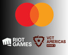 Se muestran los logotipos de Mastercard, Riot Games y VCT Americas (Fuente de la imagen: Mastercard, Riot Games, Valorant Champions Tour Americas YouTube con ediciones)