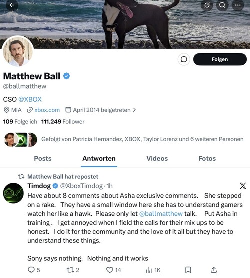 Matthew Ball vuelve a publicar las críticas a la exclusividad de Asha Sharma
