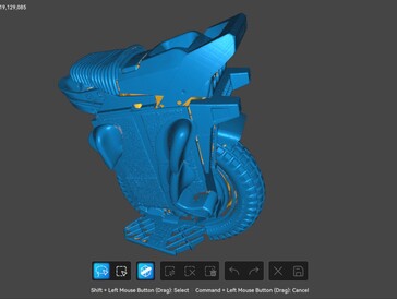 Modelo 3D escaneado utilizando los modos de línea transversal y línea paralela