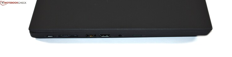 Izquierda: USB 3.1 Gen 1 Tipo C, Thunderbolt 3 (20 Gb/s), USB 3.0 Tipo A, HDMI 1.4b, audio combinado, lector de tarjetas microSD