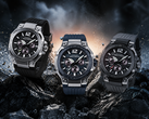 El Casio G-Shock GWR-B3000-1A, el GWR-B3000-2A y el GWR-B3000-8A (de izquierda a derecha)