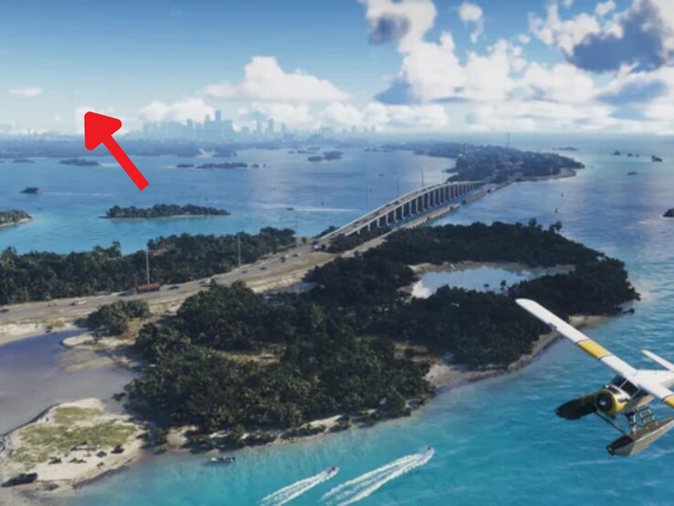 La torre se aprecia mejor en el tráiler, pero la captura de pantalla posterior confirma que, de hecho, aparece en el juego.