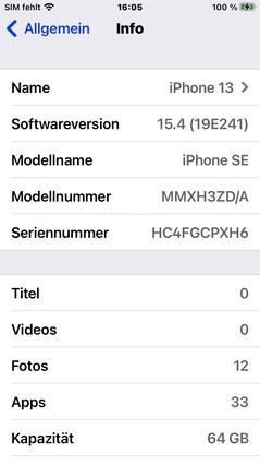 Apple software del iPhone SE 2022 iOS 15.4