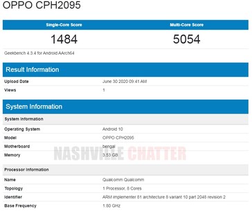 Some specs for the possible new bengal-based OPPO phones. (Source: Geekbench via NashvilleChatter)