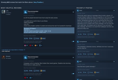 Se muestran las reseñas de Call of Duty: Modern Warfare 4 en Steam