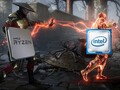 AMD ha arrebatado a Intel una mayor cuota de uso de procesadores. (Fuente de la imagen: AMD/Intel/Warner Bros. - editado)