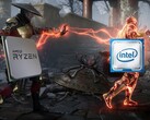AMD ha arrebatado a Intel una mayor cuota de uso de procesadores. (Fuente de la imagen: AMD/Intel/Warner Bros. - editado)