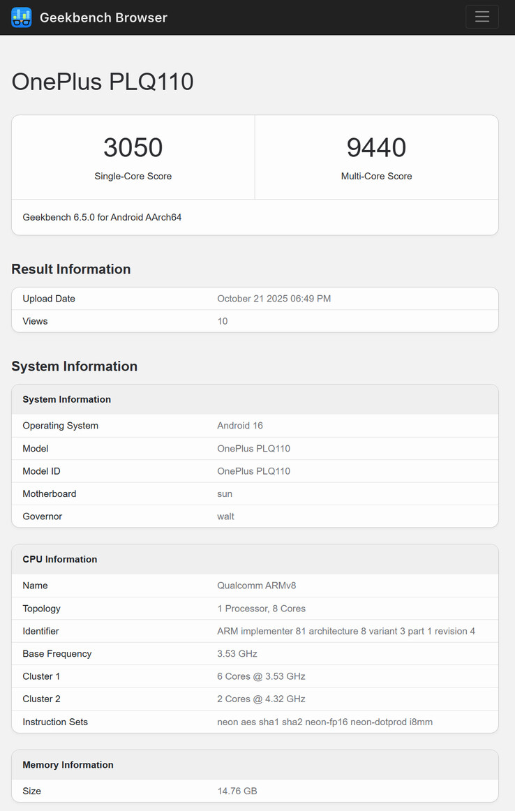 (Fuente de la imagen: Geekbench)