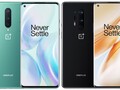 El OnePlus 8 y el OnePlus 8 Pro tienen una ubicación en el lado izquierdo para el orificio de perforación de la cámara de fotos. (Fuente de la imagen: OnePlus - editado)