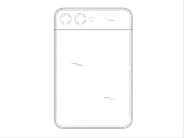 Parte trasera del supuesto teléfono enrollable de Samsung según la patente denunciada. (Fuente de la imagen: DomoAI y xleaks7)