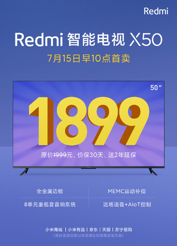 Precio de venta de Redmi X50. (Fuente de la imagen: Redmi)
