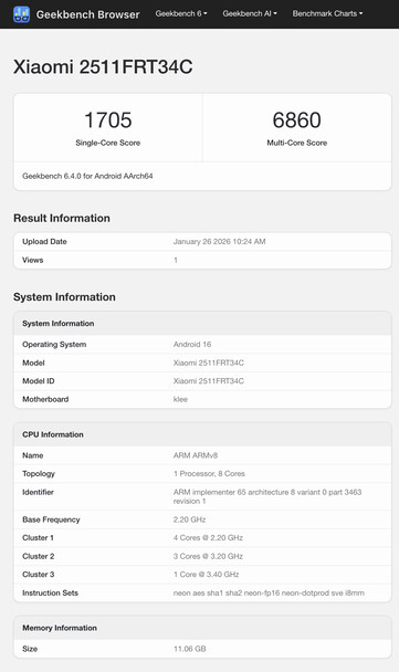 (Fuente de la imagen: Geekbench)