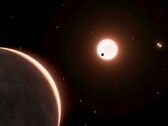 Ilustración de un artista que muestra un exoplaneta y su estrella.