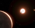 Ilustración de un artista que muestra un exoplaneta y su estrella.