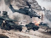 Battlefield 6, captura de pantalla en la que aparecen vehículos del ejército y figurantes armados, se perfila como un fuerte regreso para la serie de juegos. (Fuente de la imagen: DICE) 