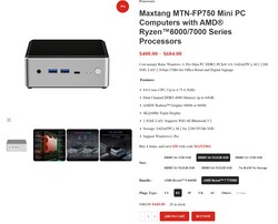 Configuraciones del Maxtang MTN-FP750 (fuente: Maxtang)