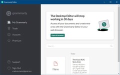 quedan 30 días para la desaparición del editor de escritorio Grammarly (Fuente: Propia) 