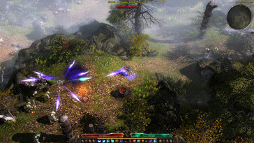 Una imagen que muestra una batalla contra múltiples enemigos en Grim Dawn