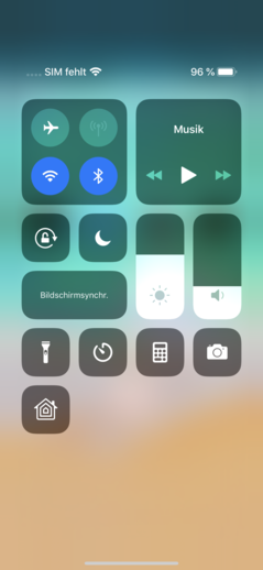 Sombra de configuración rápida de iOS 12