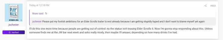 Jason Schreier comenta The Elder Scrolls 6 en The Game Awards (Fuente de la imagen: captura de pantalla, foros de ResetEra)