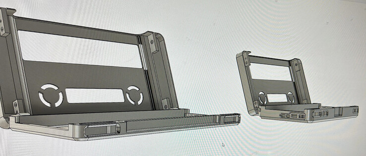 Renders CAD de las dos soluciones de acoplamiento Lenovo Legion Go. (Fuente de la imagen: u/MysteriousAlarm897)