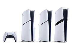 Mando DualSense de PlayStation, consola PS5 con unidad de disco, PS5 Digital Edition y PS5 Pro (de izquierda a derecha).