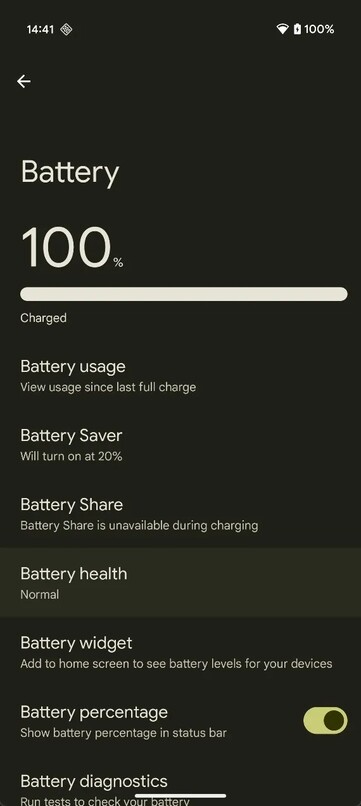 La función Salud de la batería muestra a los usuarios el estado de su batería en comparación con una batería estándar nueva. (Fuente de la imagen: Android Authority)